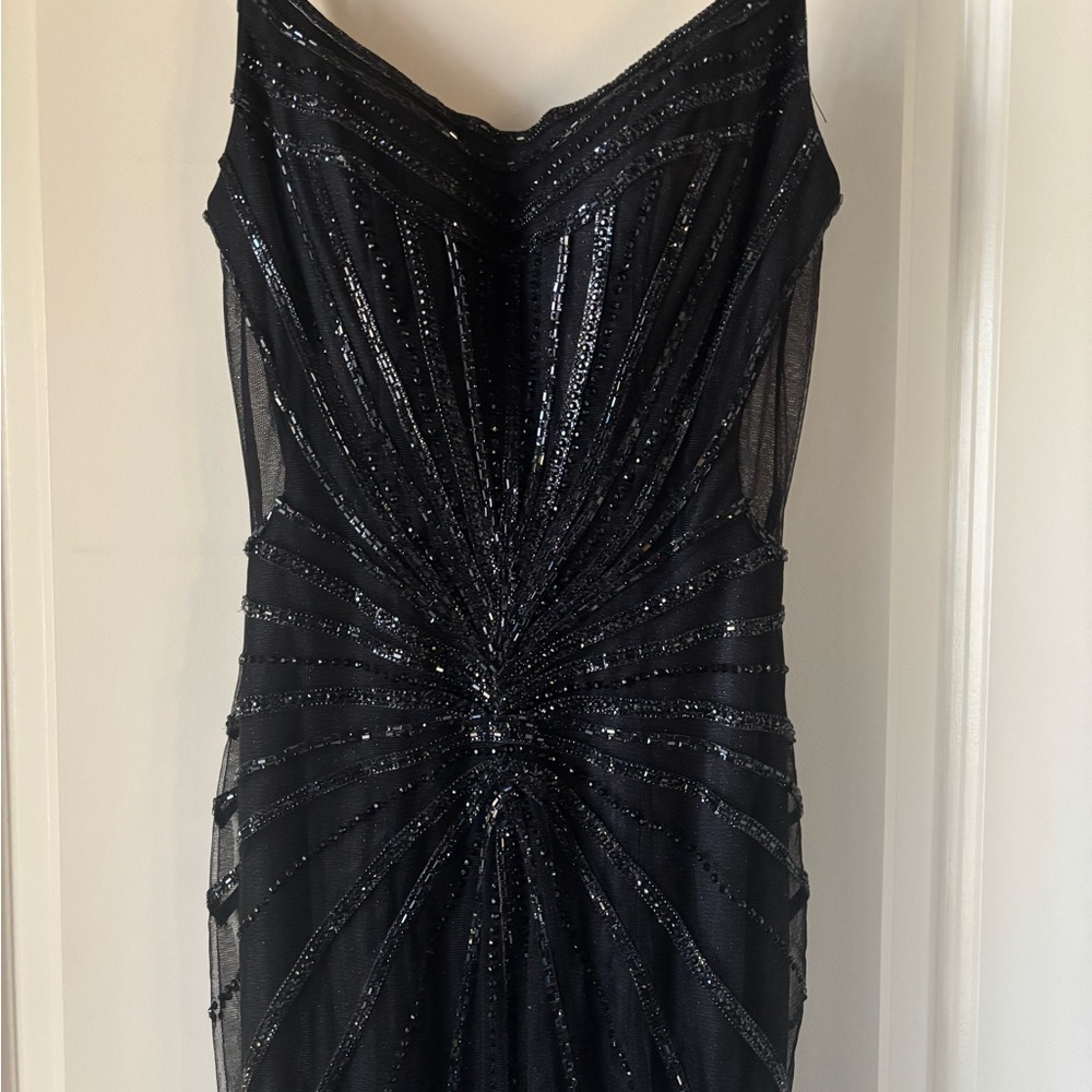 Elegant Strapless Black Sequin Dress